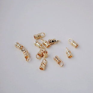 14K包金镀金保色万能卡扣夹扣红绳皮绳手镯链条收尾扣diy手工配件