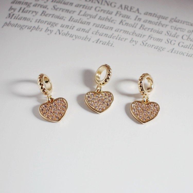 14K包金镀金保色镶锆石桃心小吊坠提溜diy手工串珠手链挂件材料,饰品/流行首饰/时尚饰品新,其他DIY饰品配件,淘宝优惠券,粉丝福利购,淘宝优惠卷