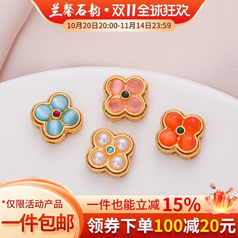 古法哑光包金尼泊尔手工配件diy串珠手链项链复古配饰材料仿玉石