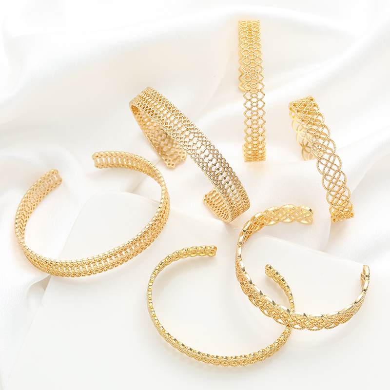 临兰纯铜包金镀金保色手镯圈空托