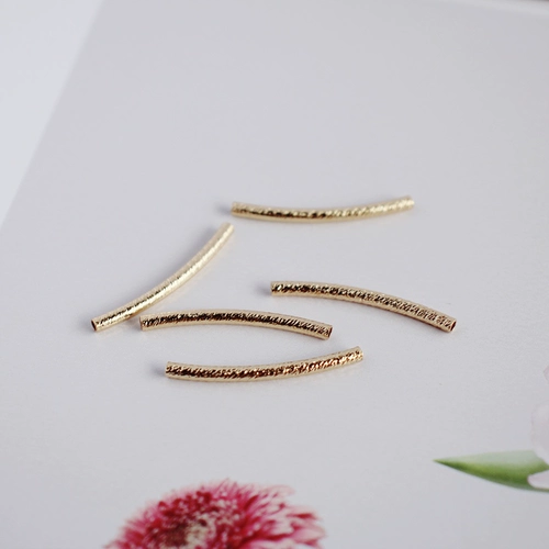 Позолоченная матовая изогнутая трубка, браслет из бисера ручной работы, аксессуар, аксессуары, 14 карат, золотой цвет, DIY