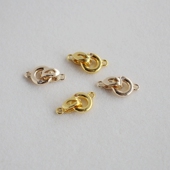 18K14K包金镀金保色镶锆石圆单边卡扣diy手工饰品配件手链链接扣