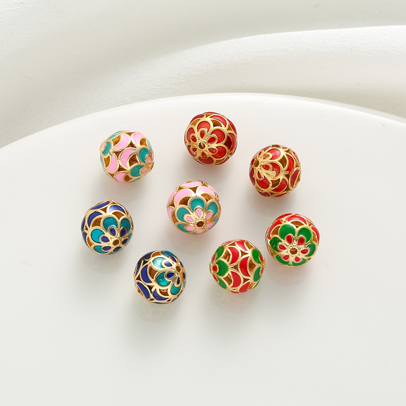 临兰铜包金镀金保色滴油镂空珠