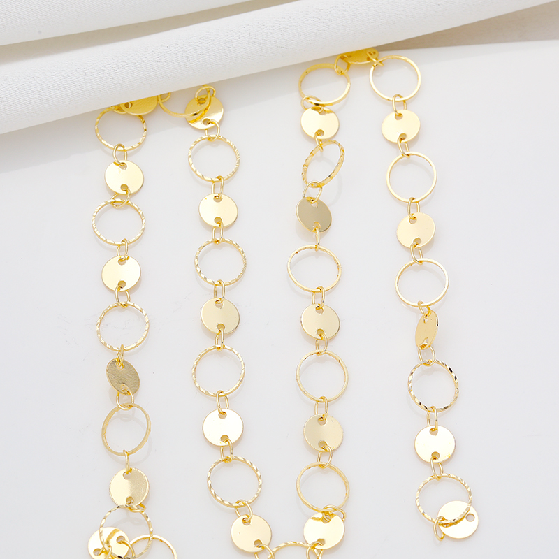 14k包金镀金保色韩国圆片DIY链条