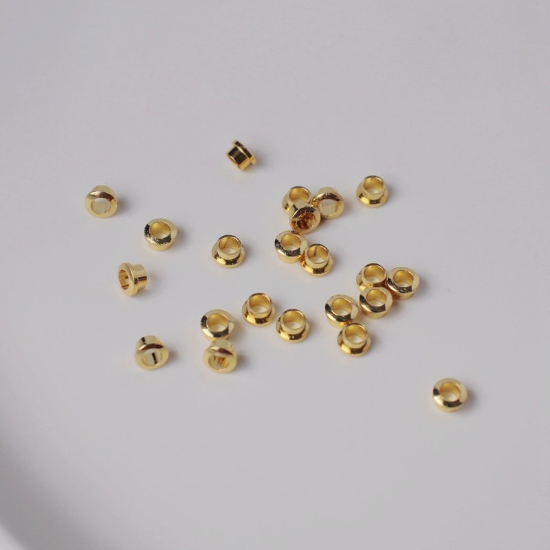 18k包金保色珠孔垫片珍珠路路通孔道贴片通孔堵头diy手工饰品材料