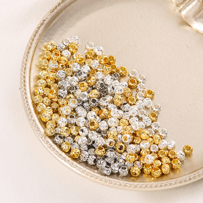 14k18k包金镀银散珠保色S纹切花西瓜珠diy手工串珠手链项链隔珠