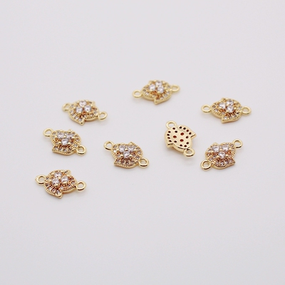 临兰铜镶锆石包金保色双环配饰