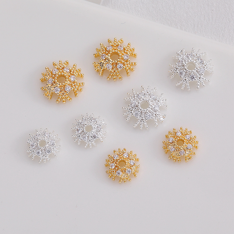 14K包金镀金镀银色保色锆石花托