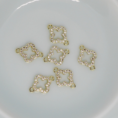 包金四叶草锆石项链耳环饰品配件