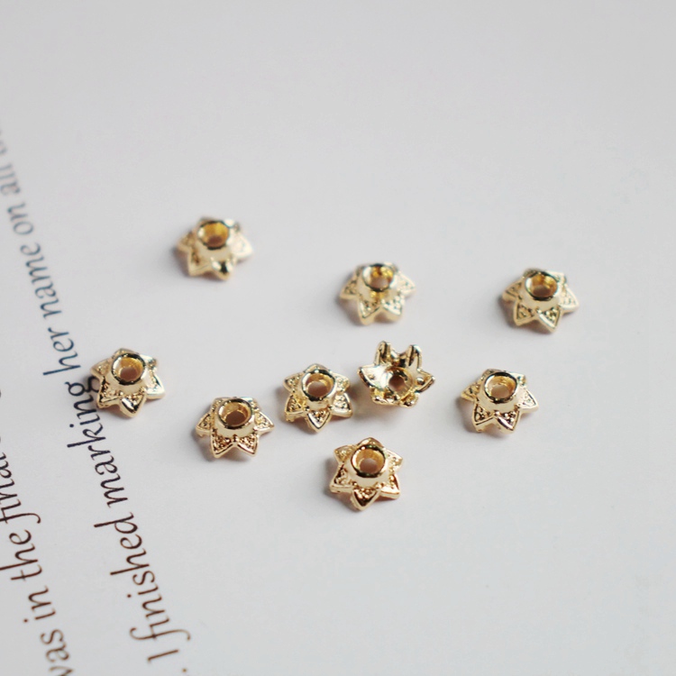 diy14k包金小花托自制串珠饰品