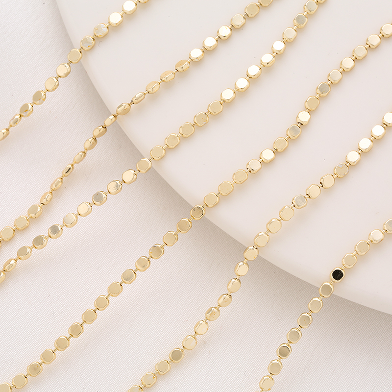 临兰铜包金镀金保色扁金珠链子