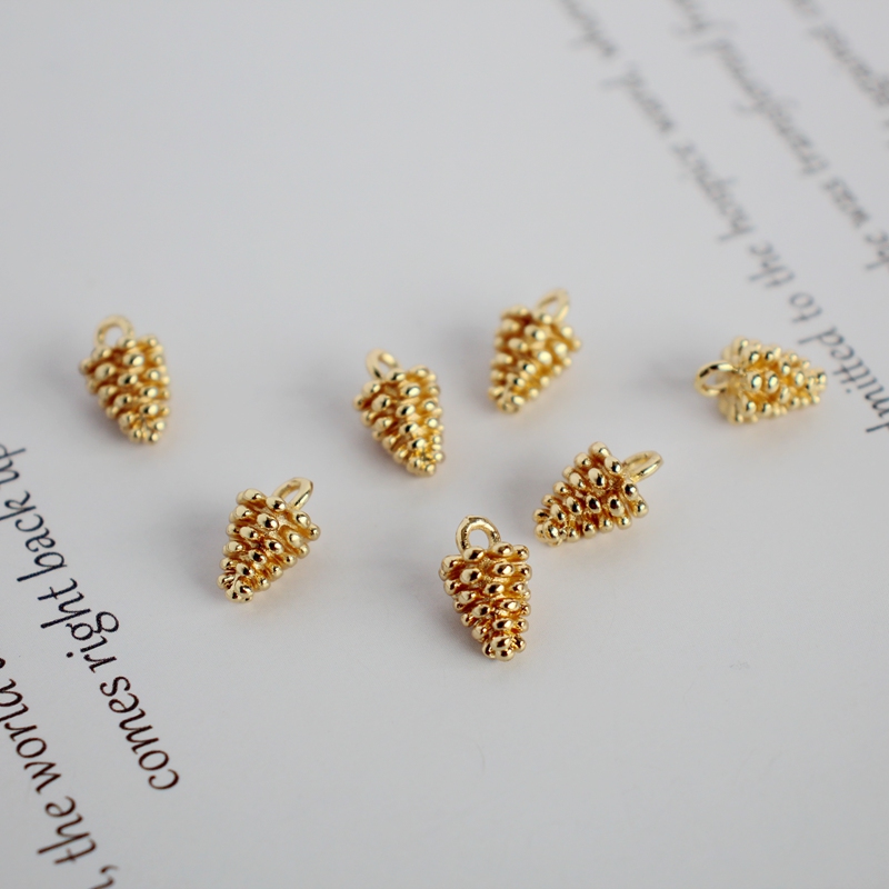 diy镀金小松果手链耳环挂饰吊坠