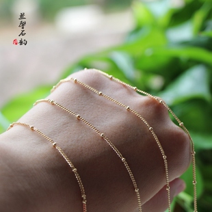 14K包金保色带珠夹珠隔珠散链条自制手链项链diy手工饰品配件材料