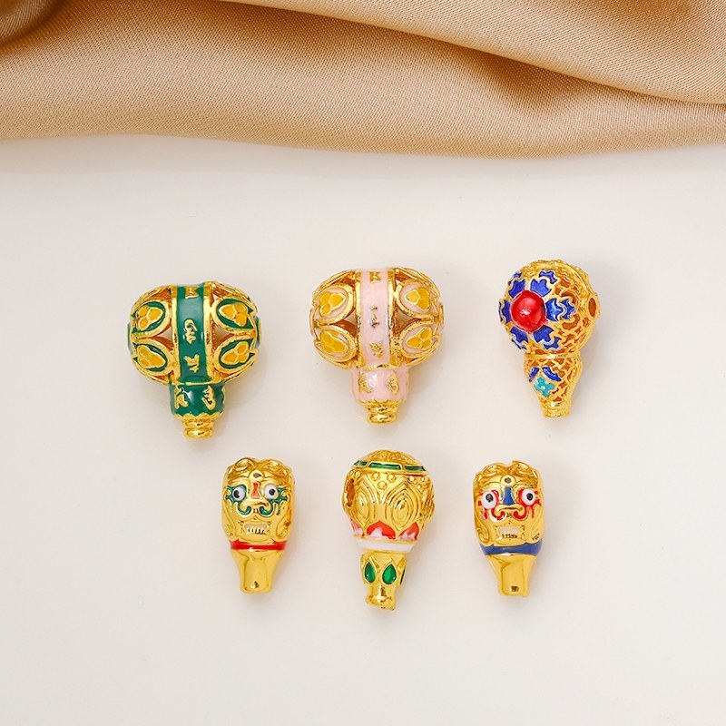 18K包金镀金滴油景泰蓝三通国风108珠串收尾配饰diy手工串珠材料,饰品/流行首饰/时尚饰品新,其他DIY饰品配件,淘宝优惠券,粉丝福利购,淘宝优惠卷