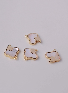 14K包金保色云朵镶贝壳挂饰吊坠11mmdiy手工串珠手链项链挂饰材料