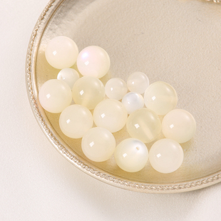 树脂仿珍珠贝猫眼白蝶贝白月光石半孔圆珠散珠diy手工饰品项链