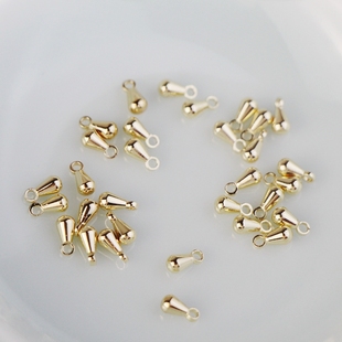 14K包金保色小水滴挂饰3 6mm耳环手链项链diy手工饰品配件材料
