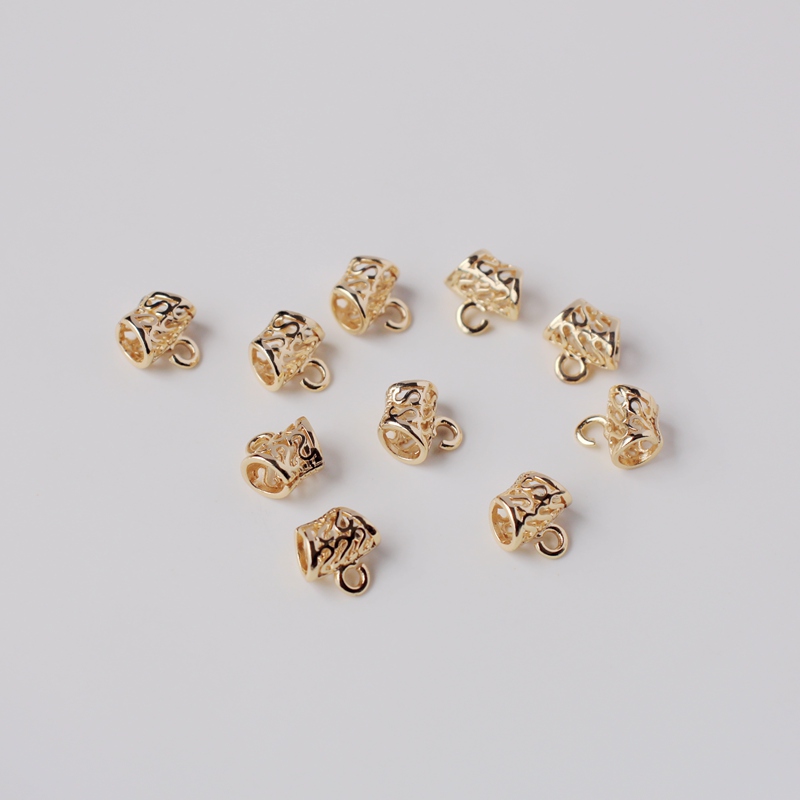 14K包金镀金保色复古镂空吊坠方向转换扣开口diy手工串珠手链项链