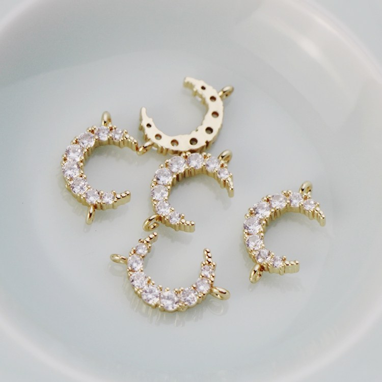 14K包金镀金保色锆石大月亮双环链接diy耳饰手链手工饰品配件材料,饰品/流行首饰/时尚饰品新,其他DIY饰品配件,淘宝优惠券,粉丝福利购,淘宝优惠卷