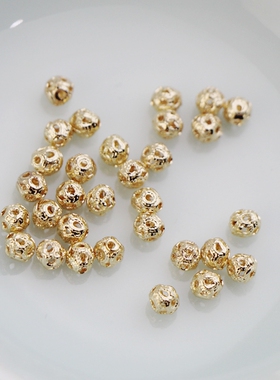 14K包金镀金小镂空珠4mm百搭款diy串珠手链耳饰串珠饰品配件材料