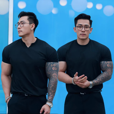 夏季速干短袖男收袖口健身服T恤