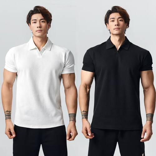 精梳棉型男POLO收袖运动短袖T恤