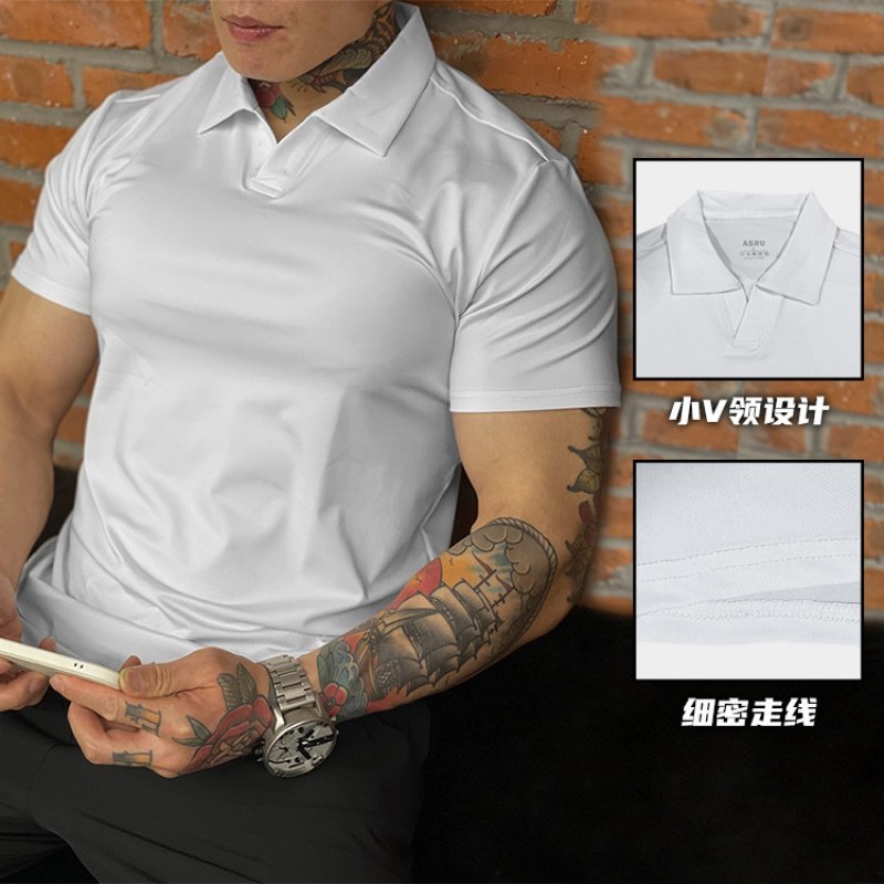 ASRV型男健身衬衣美式训练服V翻领速干高弹力运动短袖T恤男士衬衫,运动服/休闲服装,运动T恤,淘宝优惠券,粉丝福利购,淘宝优惠卷