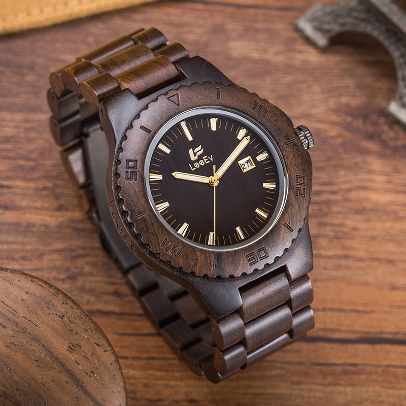 夜光日历黑檀木木表男leeev