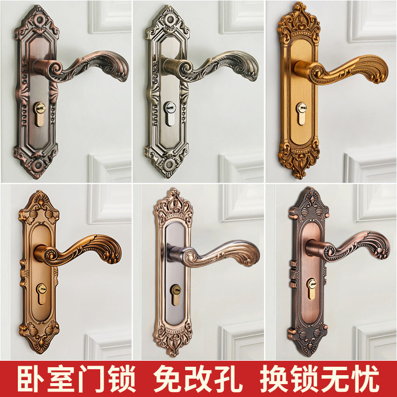 机械门锁静音欧式卧室房门把手图片