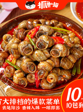 【买25送25】抓鱼的猫香辣爆汁嗦螺夜宵零食开袋即食田螺下酒菜