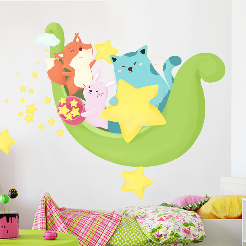 创意儿童房间卧室床头温馨装饰品墙贴贴纸星星船墙面自粘墙纸贴画