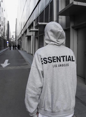 宁波高端FOG复线ESSENTIALS 2019SS洛杉矶连帽加绒卫衣男字母反光
