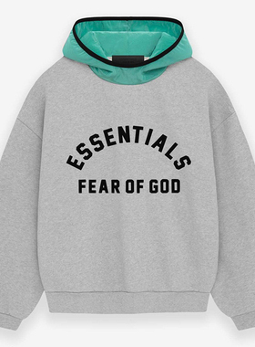 FOG原厂货Fear Of God Essentials 24SS弧形LOGO连帽卫衣拼色帽衫