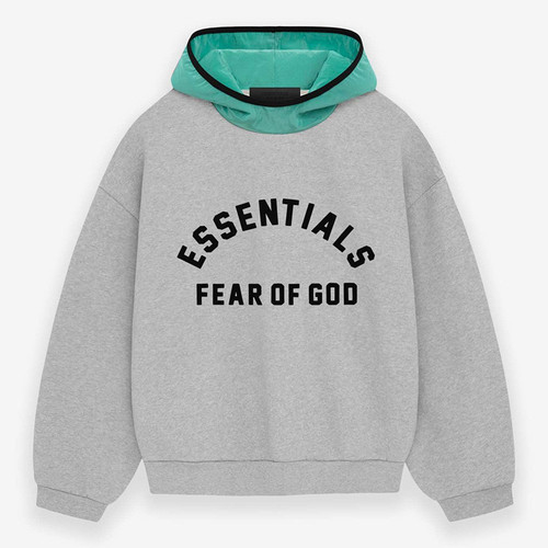 FOG原厂货Fear Of God Essentials 24SS弧形LOGO连帽卫衣拼色帽衫