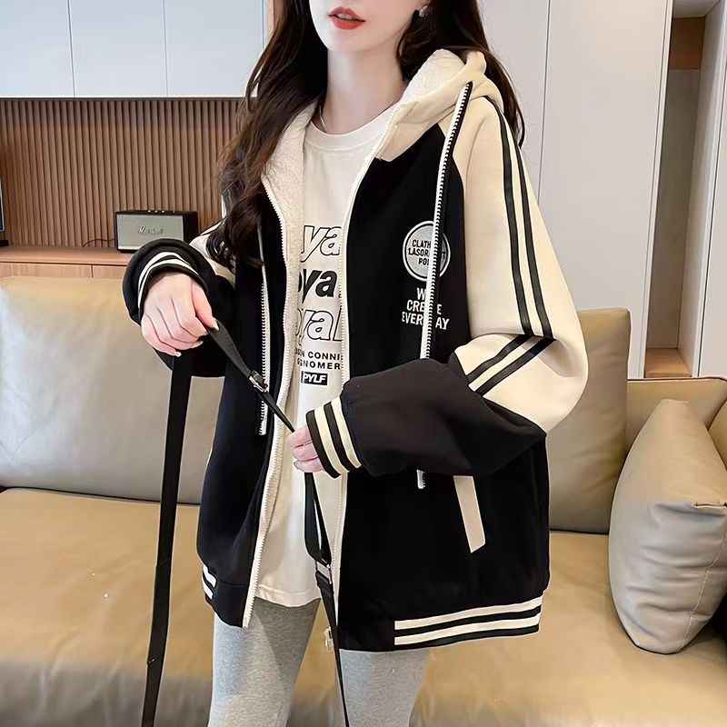 女童外套秋冬款棒球服连帽