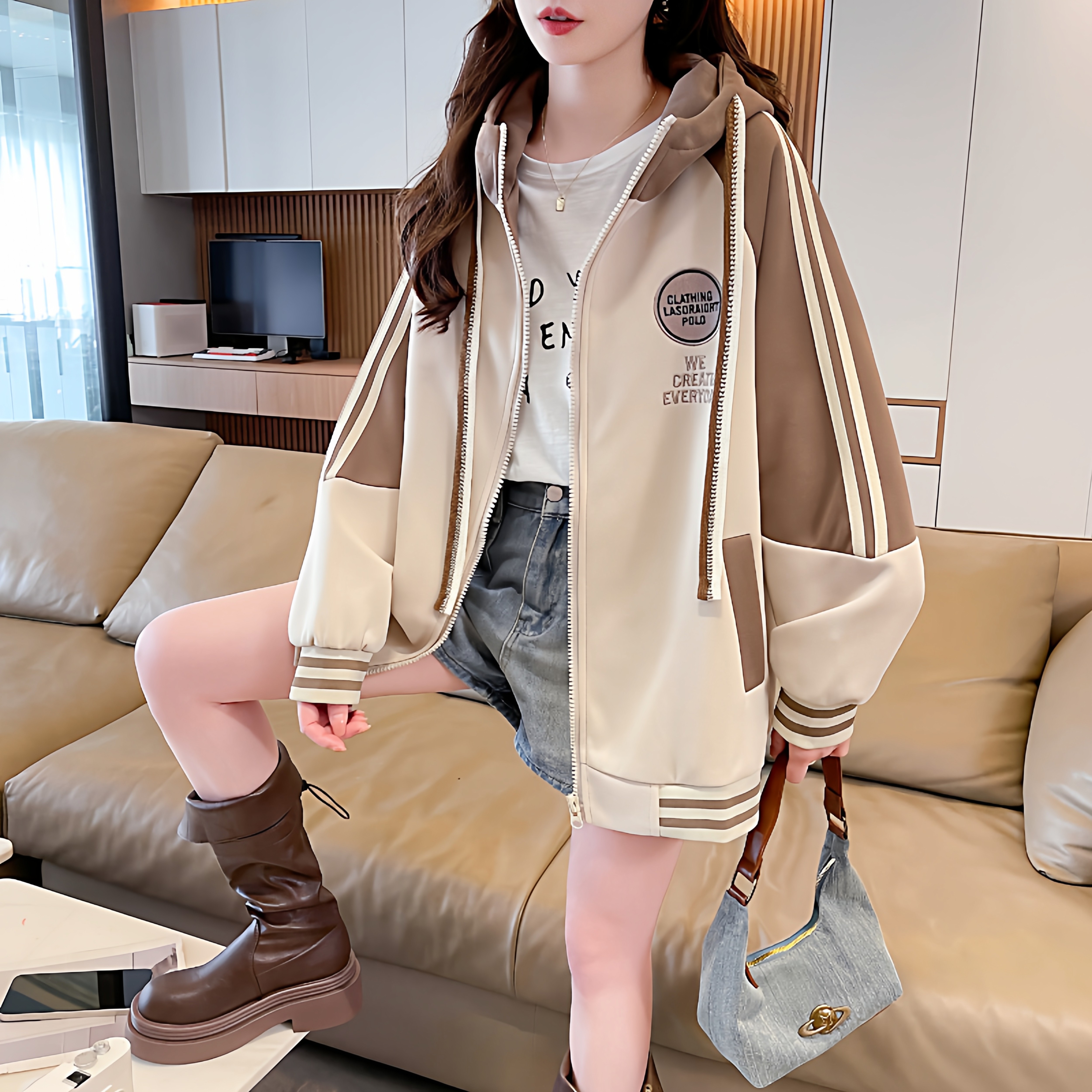初中生连帽棒球服加绒加厚春秋冬图片