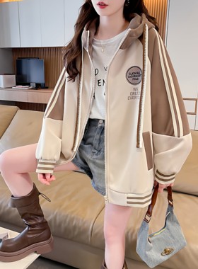 初中生连帽棒球服加绒加厚春秋冬