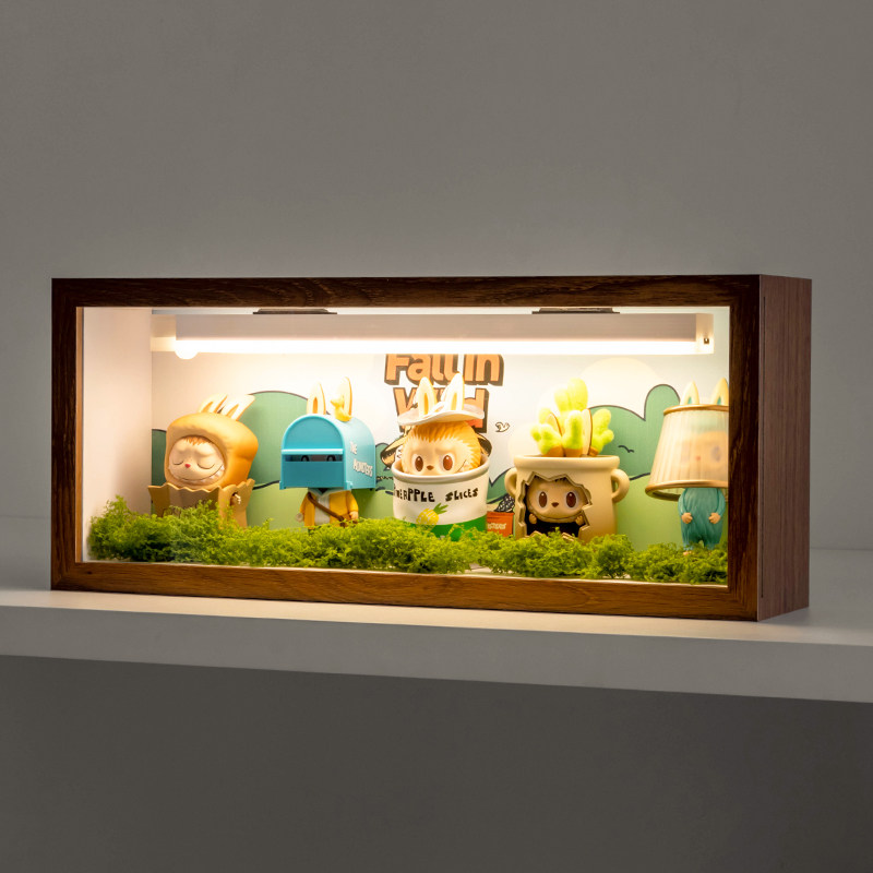 拉布布labubu看不见我系列造景立体相框展示装饰盲盒收纳盒展示架图片