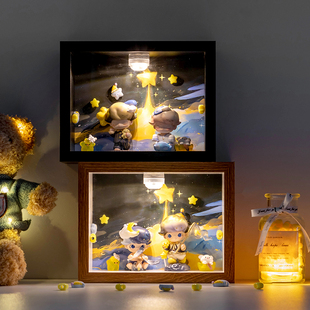 DIMOO梦里梦外捕星星的人盲盒收纳相框泡泡玛特手办展示柜摆件