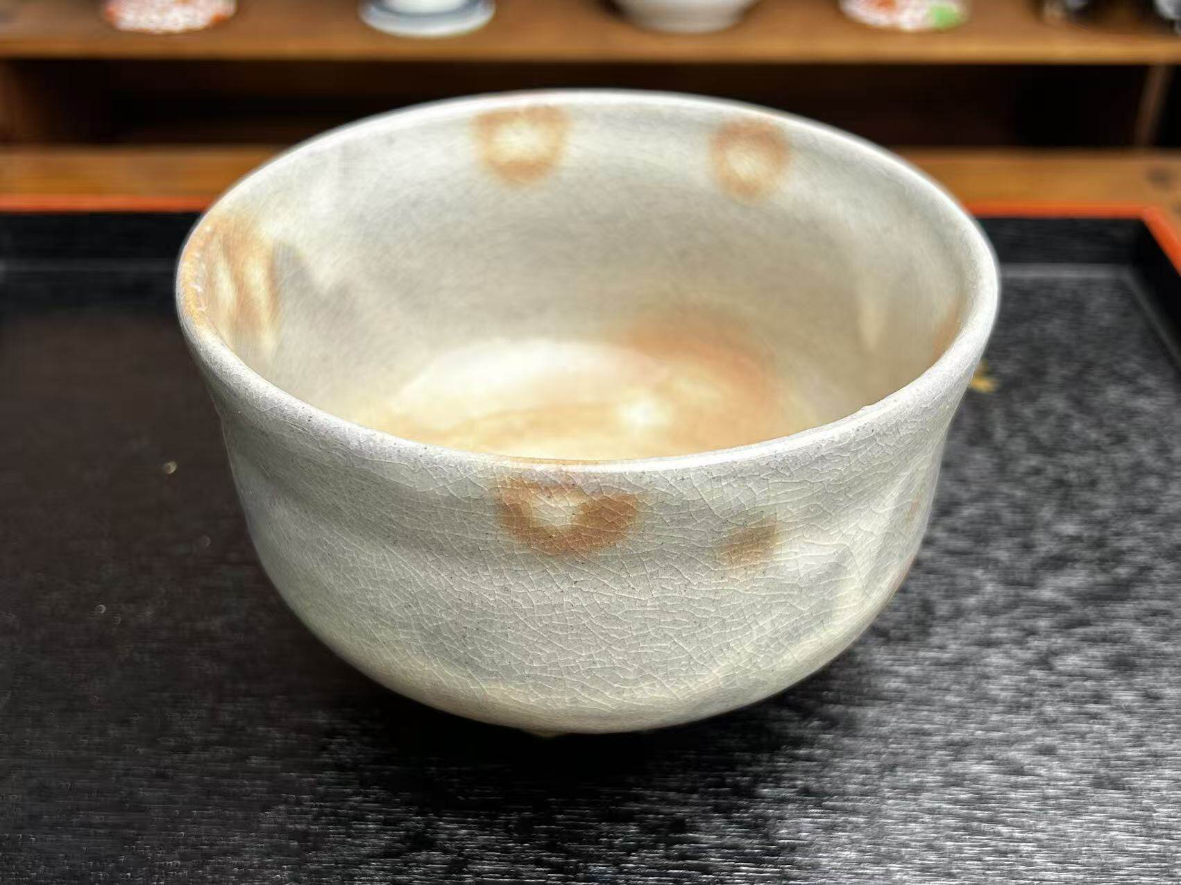日瓷名家萩烧全新粉引抹茶碗，茶建盏