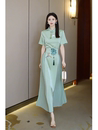 气质名媛绿色连衣裙女士 新中式 国风改良旗袍高端精致奢华大牌夏季