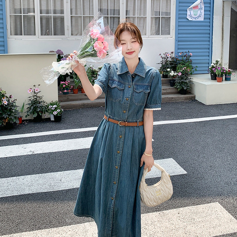 薄款休闲牛仔连衣裙女2025夏季
