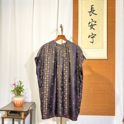【花容-奥黛小衫】9029新中式国风  香云纱花萝 前后双穿奥黛小衫