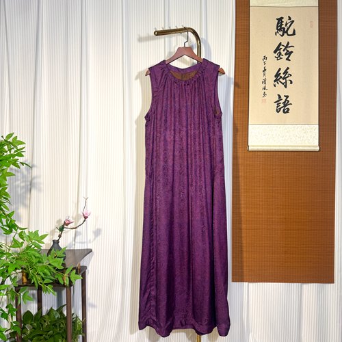 【织女星-香云纱背心裙】L5026 新中式国风 香云纱通体花萝背心裙