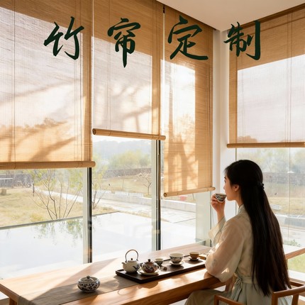 竹帘卷帘窗帘卷拉式百叶窗帘遮光遮阳家用门帘日式升降隔断竹帘子