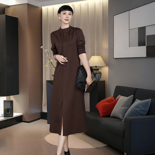 新款 羊毛呢连衣裙子女装 时尚 长袖 气质显瘦高级质感中长款 2025冬季