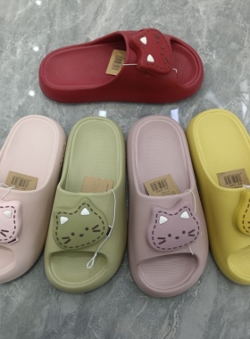 2026新款情侣可爱卡通凉拖鞋女厚底防滑室外居家小猫小狗浴室拖男