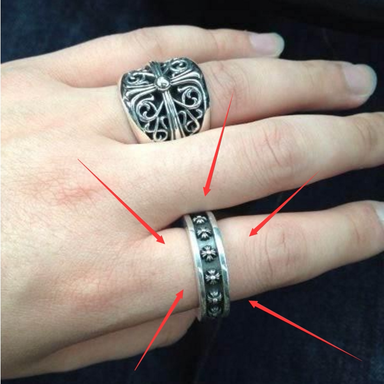 克罗潮牌经典925纯银权志龙雪梨exo鹿晗同款十字花戒指尾戒指环