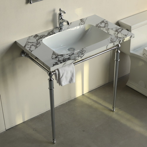 黄铜支架岩板组合浴室柜高端定制