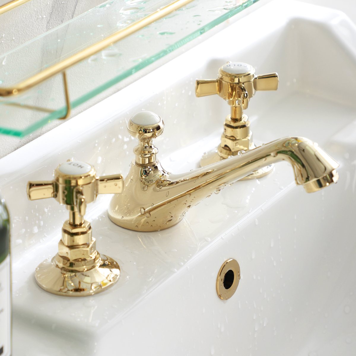 分体式金色面盆水龙头欧式卫浴